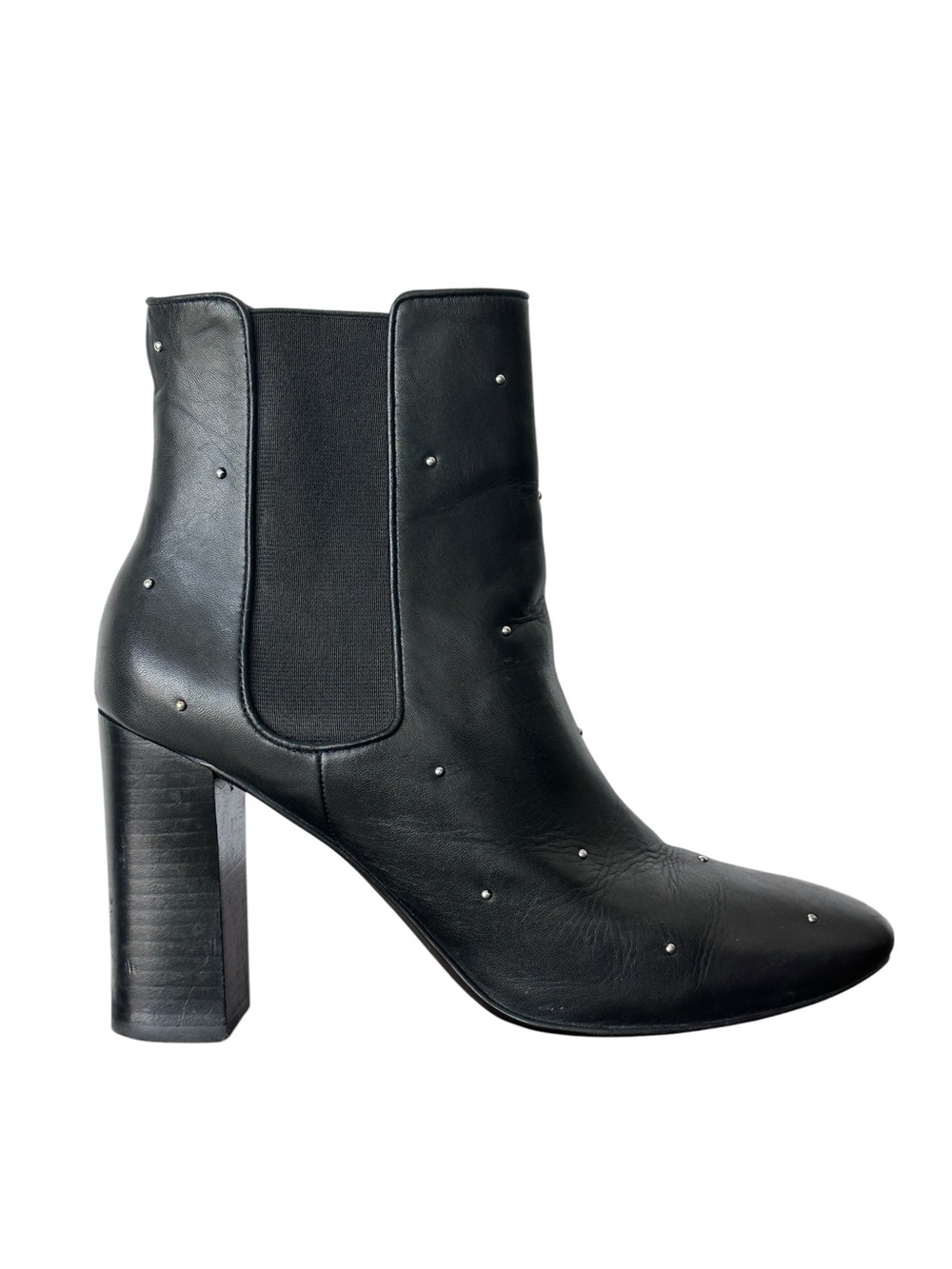 SENSO Women's Black Leather Xenos Studded Chelsea Boots High Block Heel EU 40